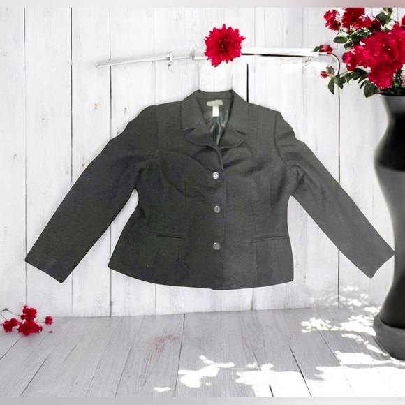 Kate Hill Virgin Wool Blend Black Blazer Jacket Size 14 - Picture 12 of 12